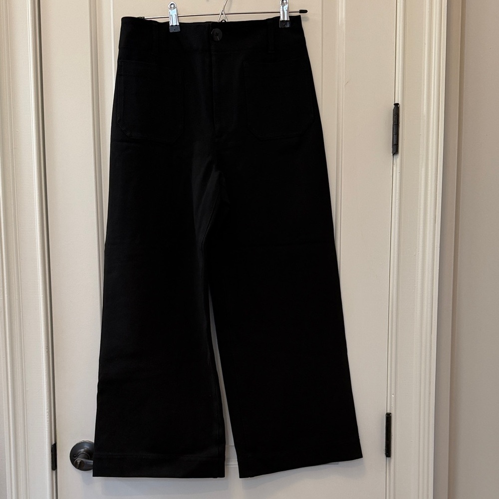 Anthropologie Maeve Colette Black Wide-Leg Pants Ponte 29 Cropped
